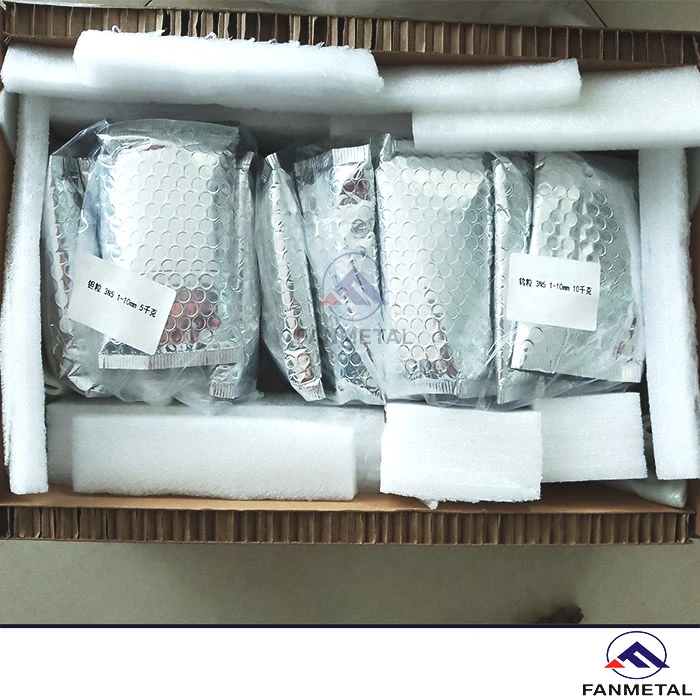 Tantalum pellets vacuum packed with protective foam in box Tantalum pellets vacuum packed with protective foam in box